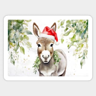 Christmas Donkey Watercolour Sticker